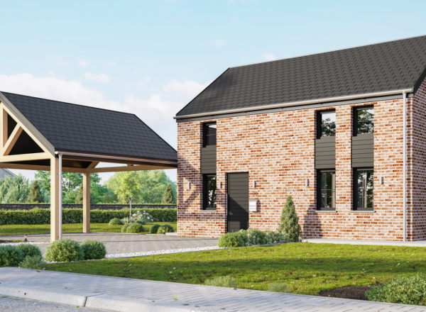 Une villa de 3 chambres, aux normes QZen, à construire sur un terrain plat de 831 m².  A 8 km de GERPINNES.