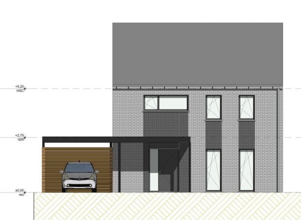 Une villa de 150 m² + grenier à construire proche de Namur. Terrain plat de 906 m². Au calme, situation campagnarde.