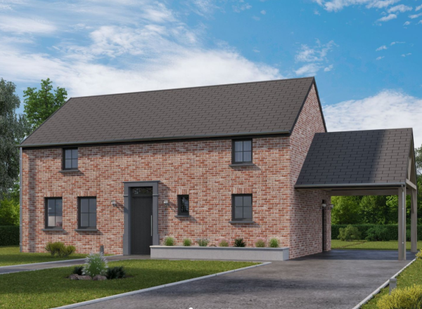 Une villa de 4 ch. et 2 SDB. Normes QZen. A construire sur un terrain plat de 1.141 m². -> Idéalement située entre Gembloux et Namur.