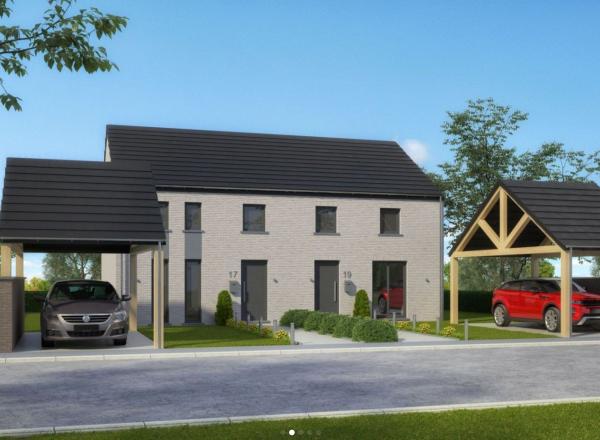 A PHILIPPEVILLE, à 240 m de la Place, deux maisons avec 3 chambres, cuisine équipée et carport.... Sur 1 terrain de 1.653 m².
Constructeur exclusif : les Maisons Baijot.